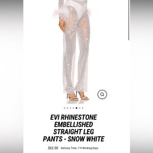 Malvi Paris EVI RHINESTONE EMBELLISHED STRAIGHT LEG PANTS - SNOW WHITE, size L